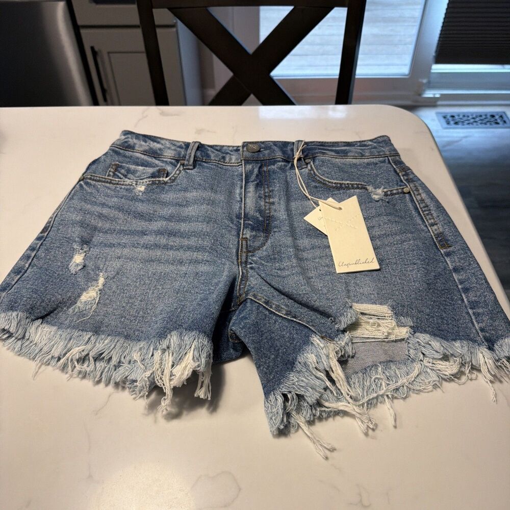 Unpublished x Anthropologie Emma High Waist Mom Fit Vintage Cut Denim Shorts 27